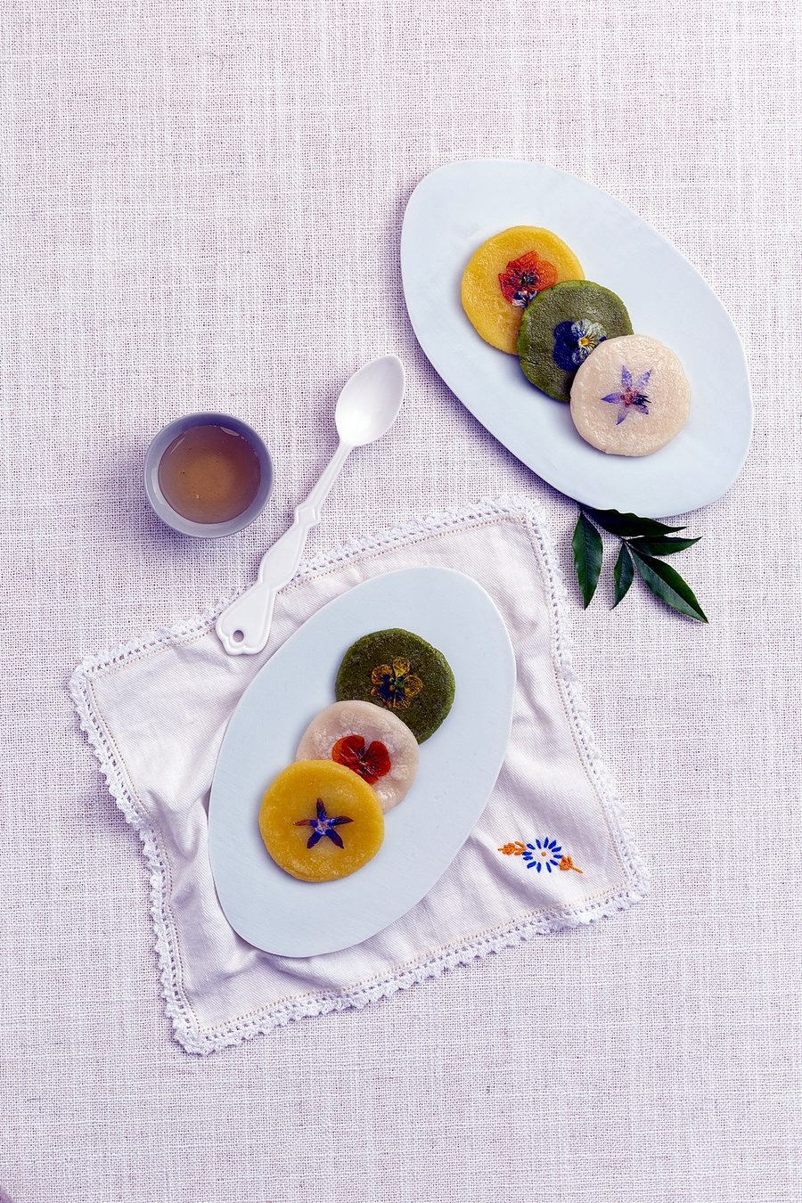 삼색 꽃 화전